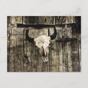 Westlicher Bullenschädel Holzscheune Sepia Rustika Postkarte
