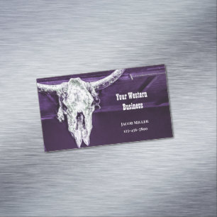 Westlicher Country-Lila-Weiß-Rustikaler Stier-Kuh- Magnetische Visitenkarte