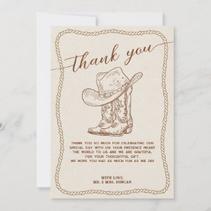 Westlicher Cowboyhut und Stiefel Foto Dankeskarten Einladung