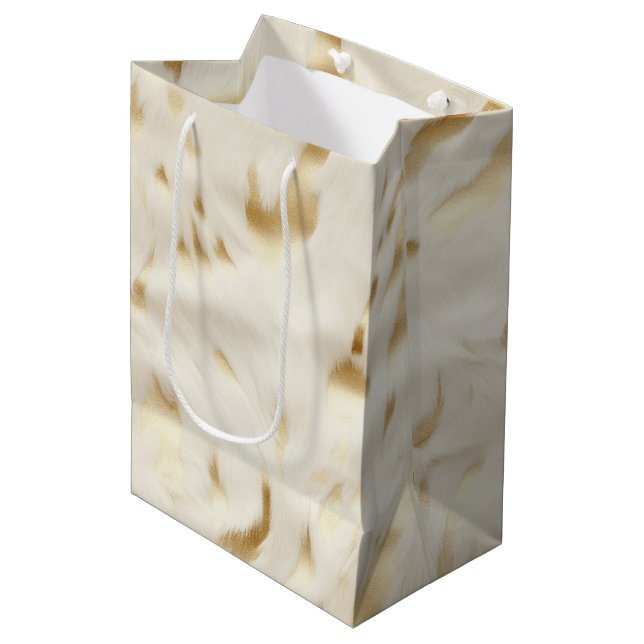 Westlicher Creme Weißer Goldkühe Mittlere Geschenktüte (Vorderseite Schrägansicht)