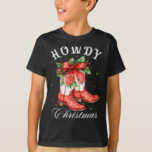 Westlicher Howdy Weihnachts Cowgirl Stiefel Kokett T-Shirt