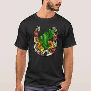 Westlicher Hufeisen mit Kaktus und Sonnenblumen-Se T-Shirt