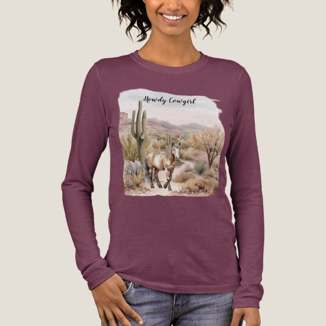 Westlicher Kaktuspferd Tri-Blend Shirt (Vorderseite)