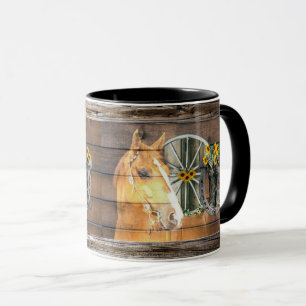 Westlicher Pferdewagenrad Hufeisen Cowboy Stiefel Tasse