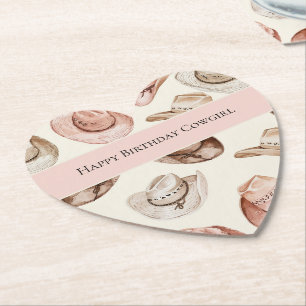 Westlicher Rosa Creme Cowgirl Hüte Alles Gute zum Untersetzer