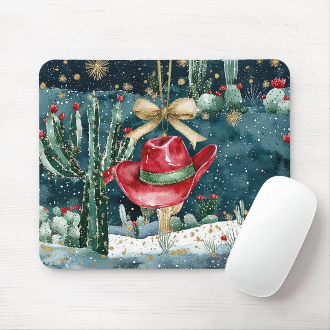 Westlicher roter Cowboyhut-Kaktus Mousepad (Mit Mouse)