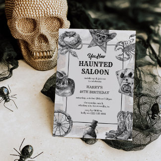 Westlicher verfluchter Saloon Halloween Geburtstag Einladung