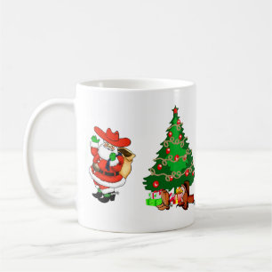 Westlicher Weihnachts-Cowboy-Santa und Baum Kaffeetasse