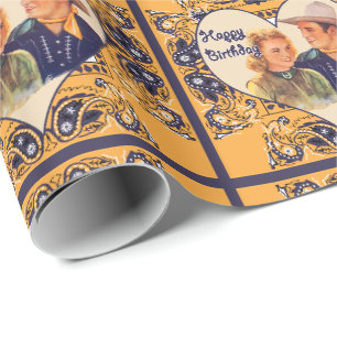 Westliches Cowboy-Cowgirl-Paar Alles Gute zum Gebu Geschenkpapier