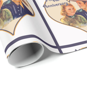 Westliches Cowboy-Cowgirl-Paar Alles Gute zum Jubi Geschenkpapier