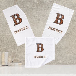 Westliches geprägtes Lederinitial-Monogramm B Badhandtuch Set