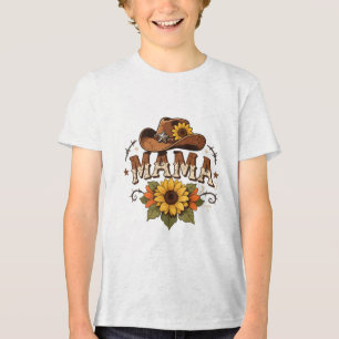 Westliches Mama-Sonnenblumen-Cowgirl-Design Tri-Blend Shirt