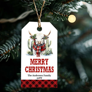 Westliches Weihnachtskaromuster editierbares Tag H Geschenkanhänger