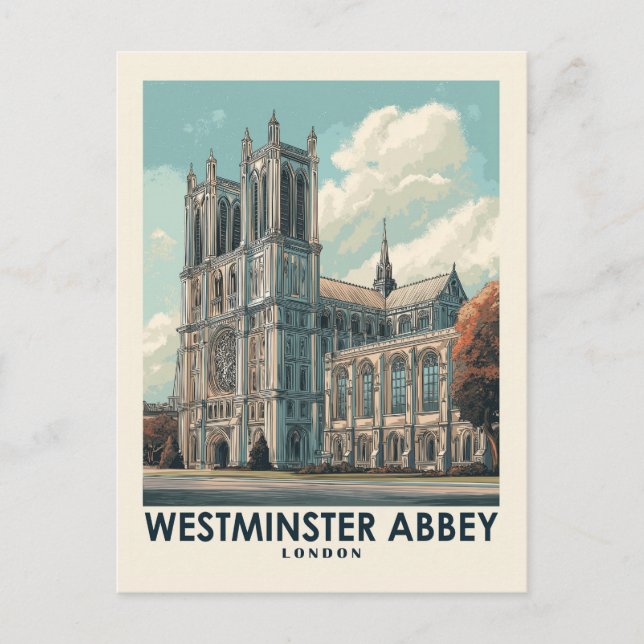 Westminster Abbey London Vintage Travel Postkarte (Vorderseite)