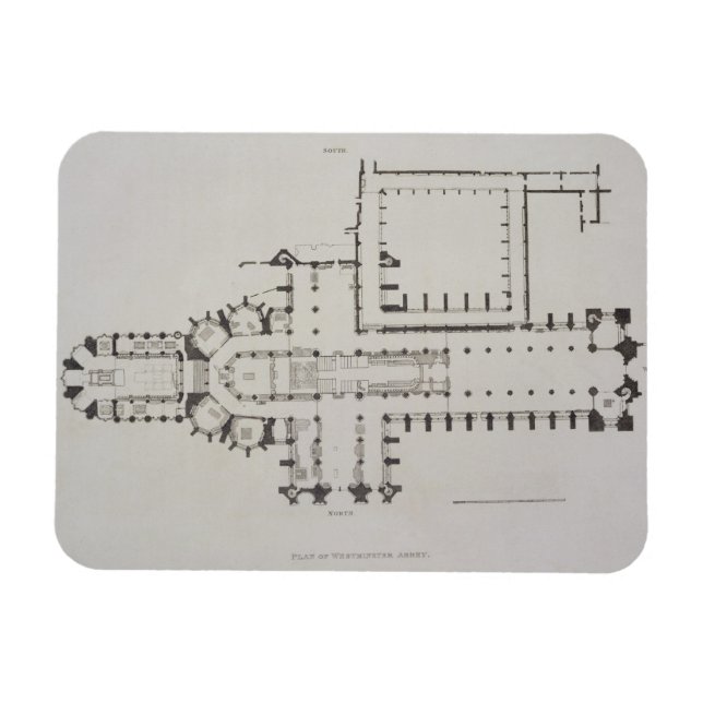 Westminster-Abbey-Plan, Westminst-1-Plattform Magnet (Horizontal)