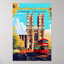 Westminster Abbey Travel Art Vintage Illustration Poster