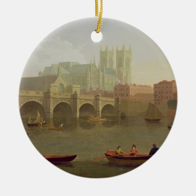 Westminster- Abbeyund Westminster-Brücke gesehen Keramik Ornament (Vorne)