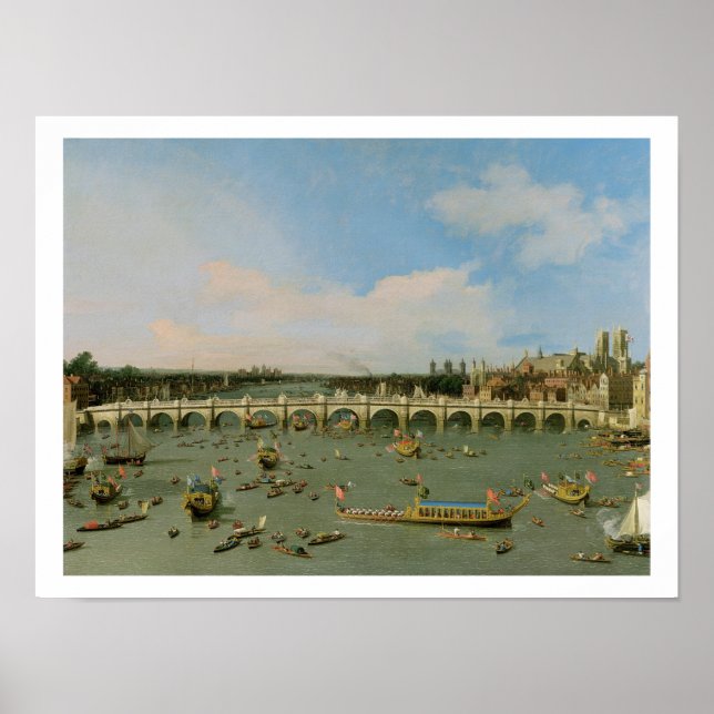 Westminster Bridge, London, mit dem Lord Mayor's Poster (Vorne)