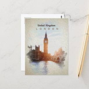 Westminster-Brücke in Aquarell-Postkarte Postkarte