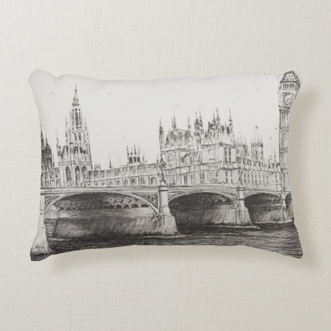 Westminster-Brücke London Großbritannien. Dekokissen (Vorderseite)