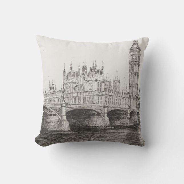Westminster-Brücke London Großbritannien. Kissen (Vorderseite)