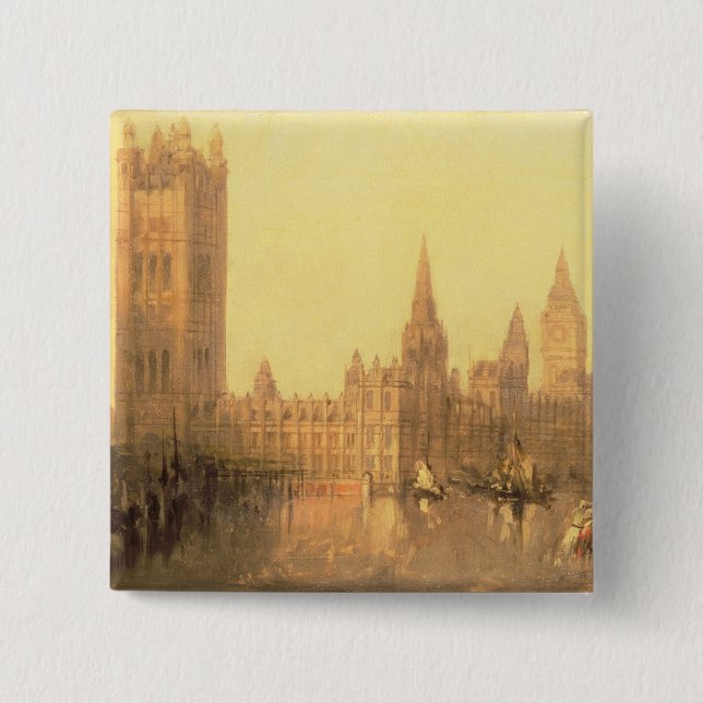 Westminster: Häuser des Parlaments, c.1860 (Öl an Button (Vorderseite)