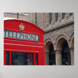 Westminster-Kapelle - London Rotes Telefonhäuschen Poster