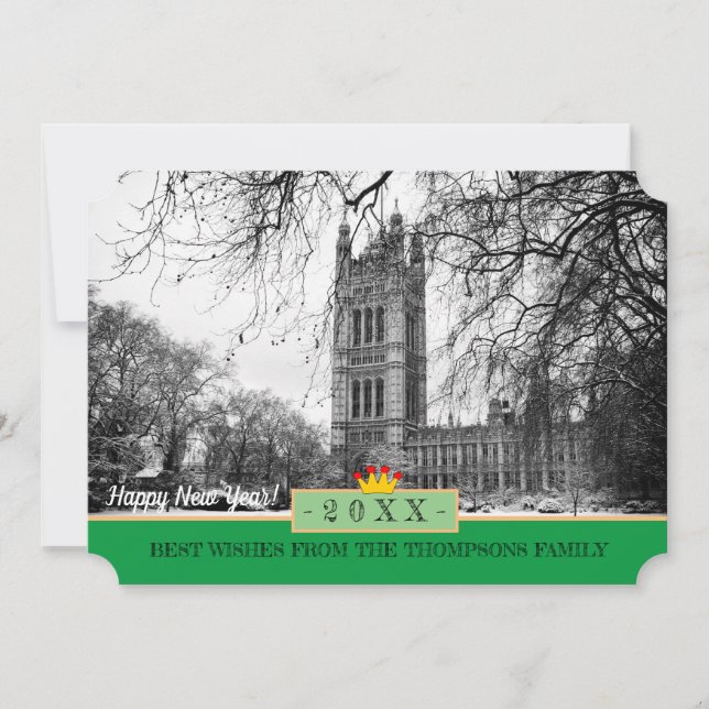 Westminster, Winter London & Happy New Year! Karte (Vorderseite)