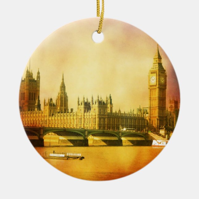 Westminsterpalast und -brücke mit Big Ben Keramikornament (Vorne)
