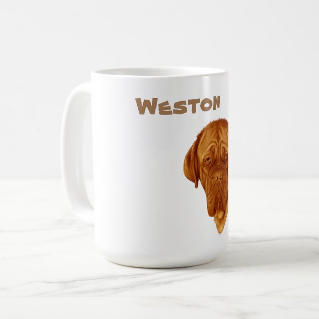 Weston Nom Avec Dogue De Bordeaux, Café Mug (Devant gauche)
