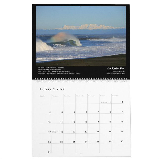 Westport, das 2012 surft kalender (Jan 2027)