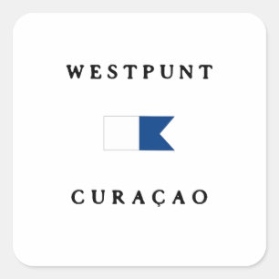 Westpunt Curaçao Alphatauchen-Flagge Quadratischer Aufkleber