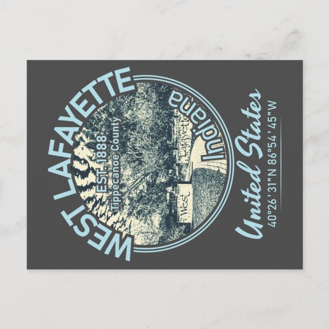 WESTSTADT LAFAYETTE - INDIANA VINTAG POSTKARTE (Vorderseite)