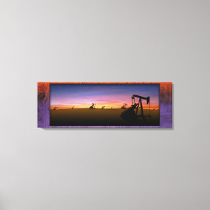 Westtexas-Pumpen-Jack-Sonnenuntergang Leinwanddruck