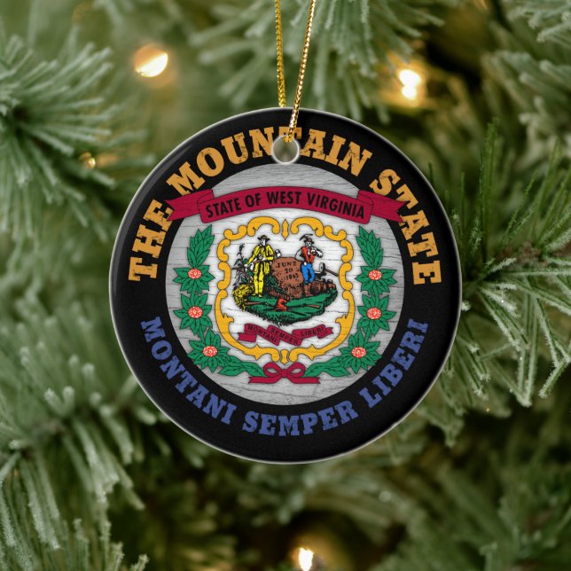 WESTVIRGINIEN BERGSTAAT FLAG KERAMIK ORNAMENT (Baum)