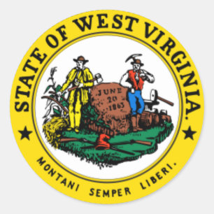 WESTVIRGINIEN: Staat Siegel West Virginia Runder Aufkleber
