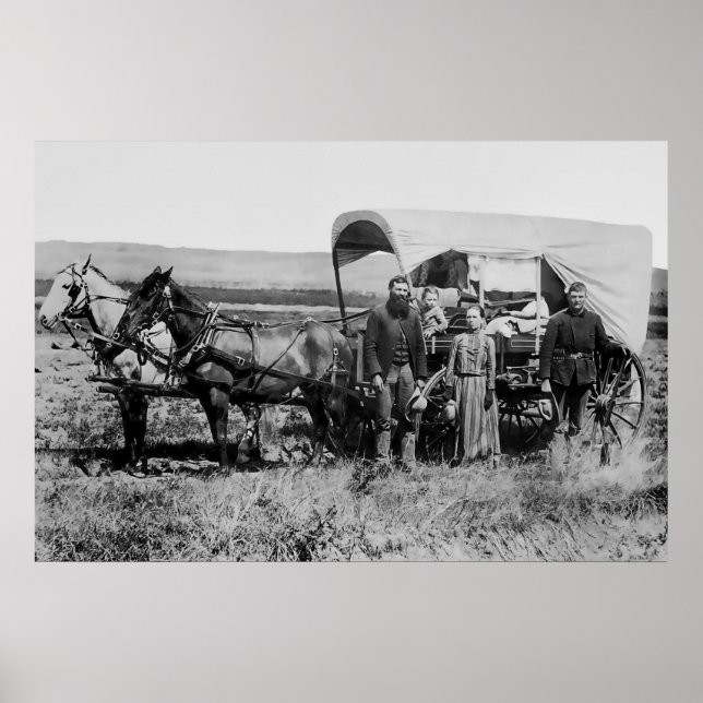 WESTWARD FAMILIE IN GEDECKTEM WAGON c. 1886 Poster (Vorne)