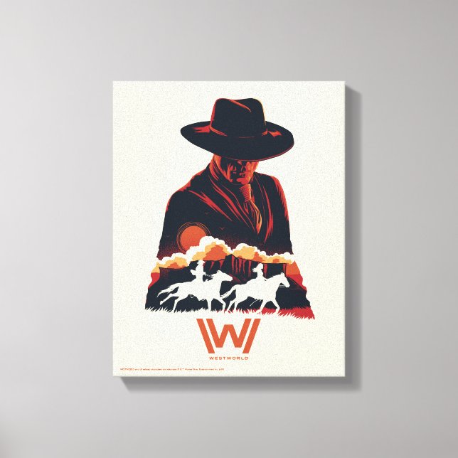 Westwelt | Mann in der Silhouette der Schwarzen Wü Leinwanddruck (Vorderseite)