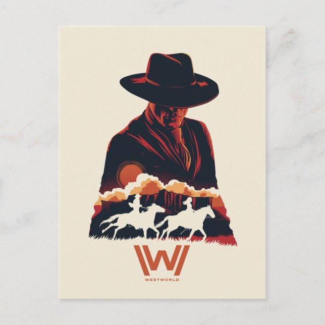 Westwelt | Mann in der Silhouette der Schwarzen Wü Postkarte (Vorderseite)