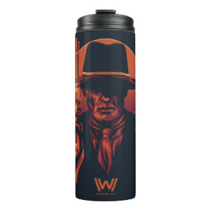 Westwelt Schwarzer Mann mit Revolver Thermosbecher