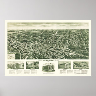 Westwood, NJ panoramische Karte - 1924 Poster