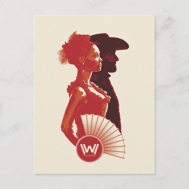Westworld | Maeve u. Hector-Schablonen-Porträt Postkarte (Vorderseite)