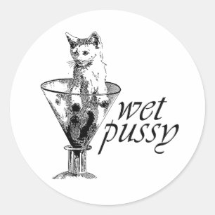 Wet Kitty Runder Aufkleber