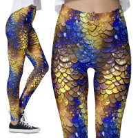 Wet Look Blue Gold Scales Fantasy Dragon Mermaid