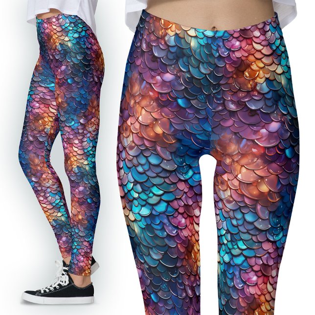 Wet Look Mermaid Fish Schwanz Fantasy Scales Kostü Leggings (Von Creator hochgeladen)