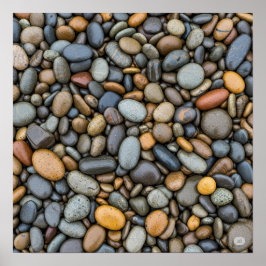 Wet River Pebbles Poster