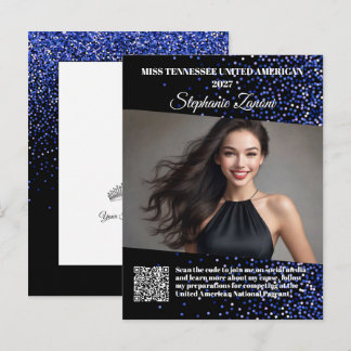 Wettbewerbs-Autogramm-Postkarte Blaue Glitzer-Unte Postkarte