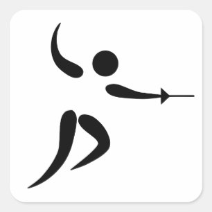 Wettbewerbsfähiges und olympisches fechtendes quadratischer aufkleber