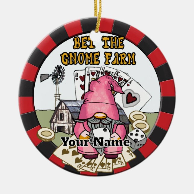 Wette auf den Bauernzwerg Keramik Ornament (Vorne)