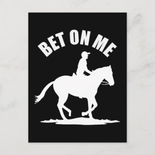 Wette auf mich - Pferderennbahn Postkarte